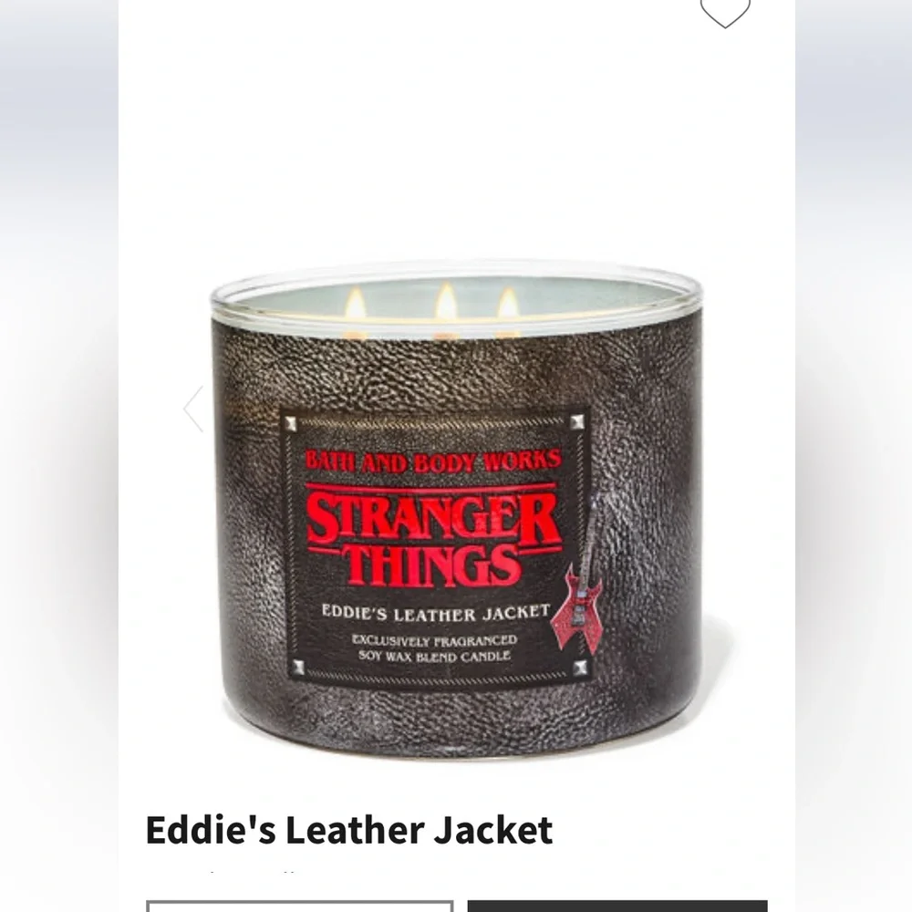 Bath Body Works x Stranger Things NWT Eddie’s Leather Jacket 3 Wick Candle - Picture 2 of 4